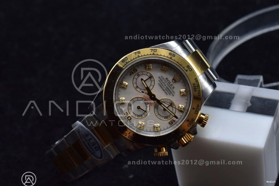 Clean Diamond on 116503 Of Bracelet Dial YG Best Edition Daytona Mother SS 1:1 Pearl V2 White SA4130 0119